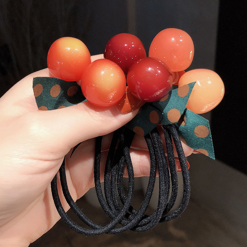 

Korean Cute Bowknot Cherry High Elastic Basic Rubber Bands Women Girls Fashion Simple Hairband Hair Accessories