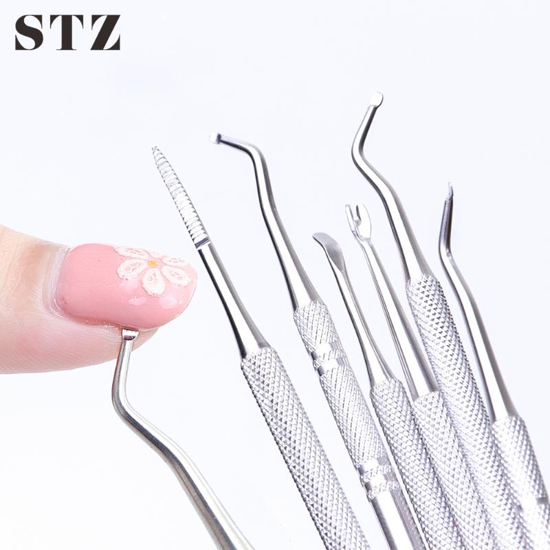 

STZ 1pc Professional Nail Cuticle Remover Dual-ended Stainless Steel Pusher Gel Polish Cleaner Dead Skin Remover Manicure G01-07