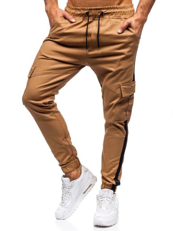

Men Cargo Pants Fashion Hip Hop Patchwork Multi-Pocket Work Harem Pants Casual Male Long Trousers Sweatpants Pantalones, Khaki