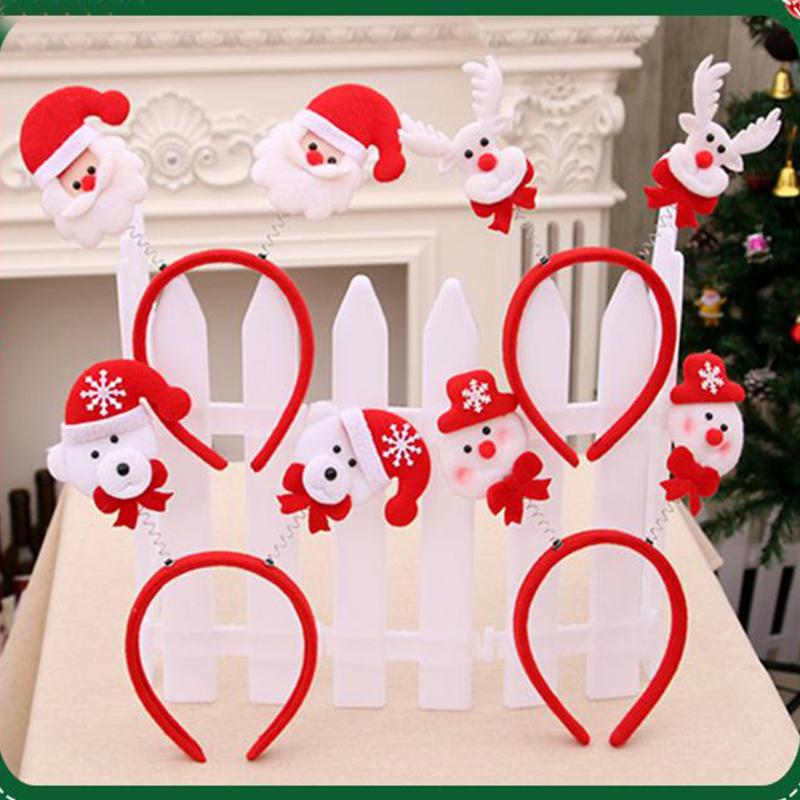 

1PCS Cute Christmas Theme Headband Santa Snowman Deer Bear Glove Non-woven Kids Head Clasp Xmas Gift Home Decoration
