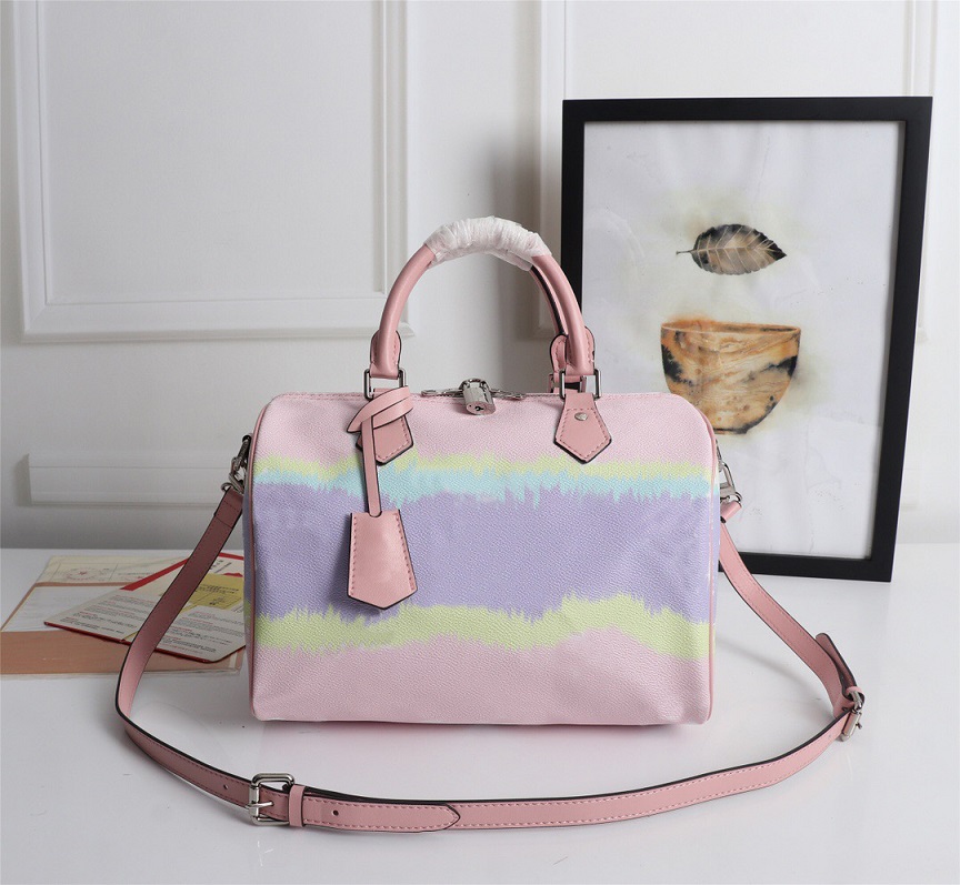 

Tie-dye Printing SeriesDesigner Luxury Handbags Purses Cherry Pink Three-Color Pillow Bag Women Classic Style Genuine Leather Shoulder Bags, Box