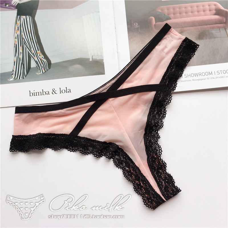 

T Pants Ice Silk Underwear Female Sexy Lingerie G-string Girl Underpants Lady Low Waist Woman Intimate Panty Milk Silk Thong, Black