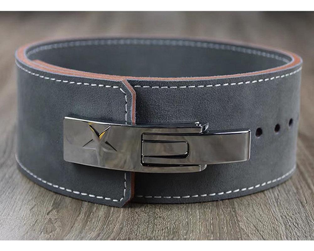 

Cowhide Leather Weightlifting Belt sports protective equipment fitness training squat lever buckle waist protection, Green