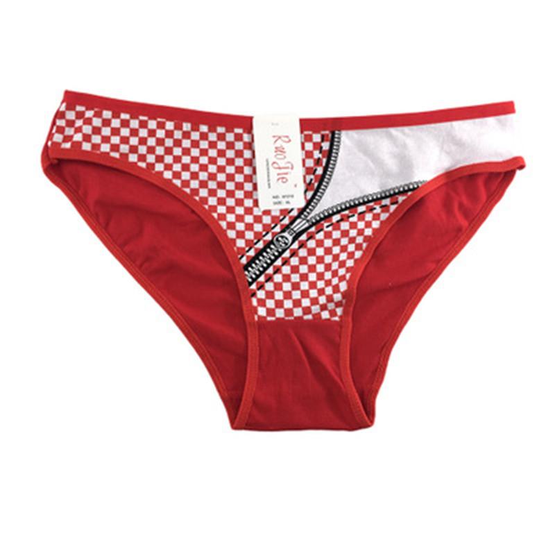 

Women Zipper Printing Briefs Fashion Trend Breathable Low Waist Panties Sexy Plaid Printing Comfortable Casual Designer Female Underwears, Multi