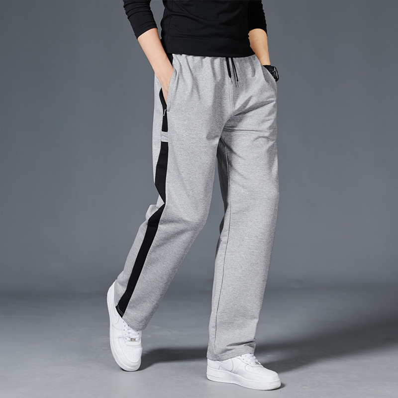 

Men Loose Sport Running Stripe Sweatpants Fitness Training Pants Mens Straight Trousers Tracksuit Jogging Sportswear, Ys71 dark gray