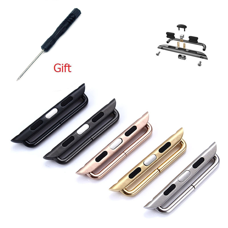 

watch connector for apple watch band 44mm 40mm 42mm 38mm stainless steel metal adapter with screwdriver