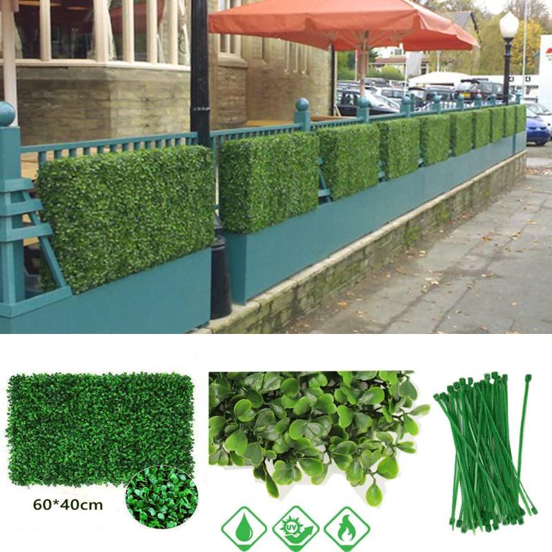 

18/20pcs Faux Boxwood Hedge Panels Weather Resistant Garden Grass Fencing for Home Wall Backyard Decoration, 18pcs and cable ties