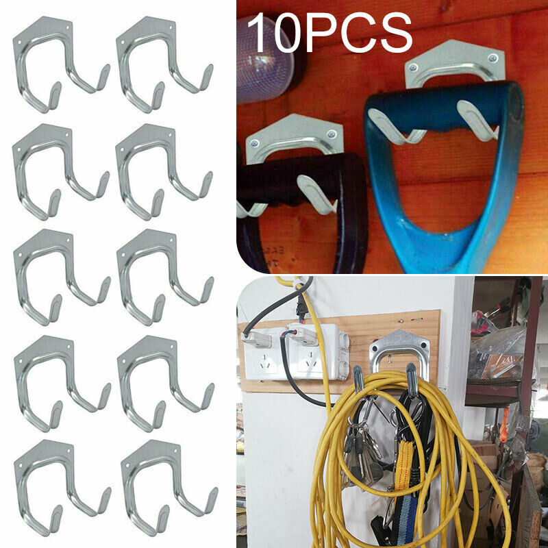 

Newly 10 Pcs Metal Tool Storage Wall Hook Double Hanger Holder Hanging Garden Garage