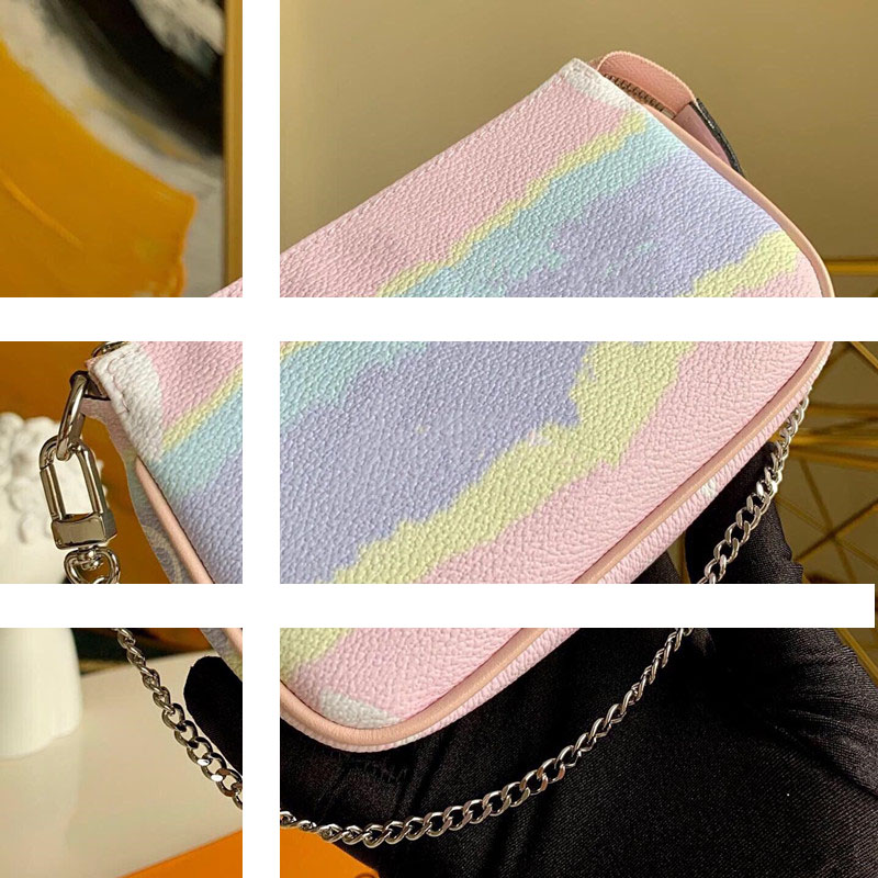 

Selling ESCALE POCHETTE ACCESSOIRES M69269 Women Mini Designer Clutch Hobos Bag with Chain New Tie Dye Giant Series Small Bags, Multicolor