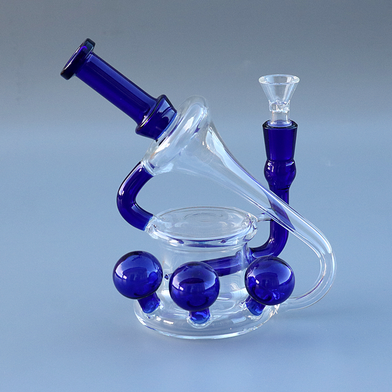 

8 Inch blue glass water pipe bong heady glass oil rig 14mm joint bowl glass oil burner pipe water bongs