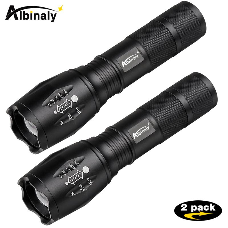 

1/2/3pack LED T6/L2 waterproof torch light Zoomable 5 modes led torch for 18650/ battery