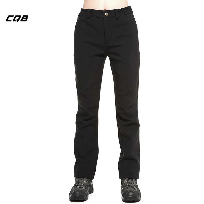 

CQB Outdoor Sport Tactical Softshell Women Pants Camping Hiking Water Repellent Fleece Lining Windproof Slim Fit Trousers, Black
