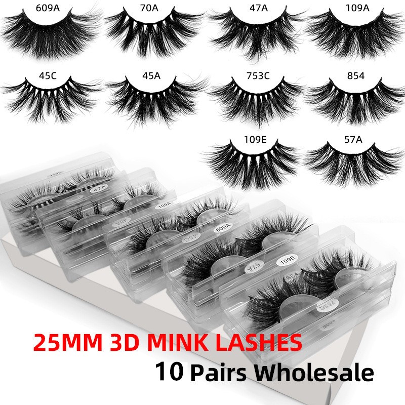 

New 10 Styles 25mm eyeLash 3d Mink Lashes in Bulk Natural Long Mink Lashes False Eyelash free ship