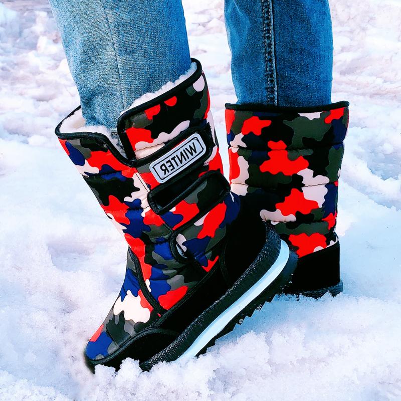

Winter Snow Boots Women Shoes Thick Increased 2020 Winter New Warm Comfortable Casual Boots Waterproof Ultralight Footwear, Red camouflage