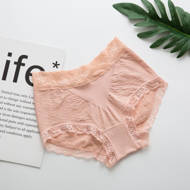 

Seamless Japan Style Mid Rise Lace Side Panties Breathable Cotton Cozy Underwear Women Comfortable Elasticity Intimates Lingerie, Black