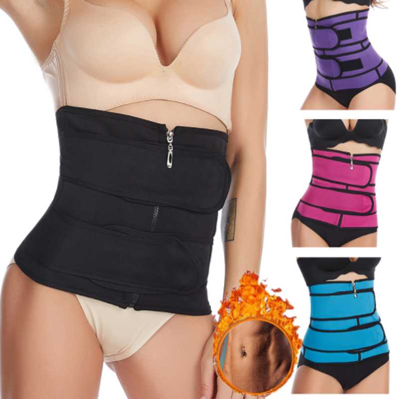 

High-Compression Waist Trainer Tummy Trimmer Zipper Neoprene Cincher Fitness Corset Body Shapers Slimming Abdominal Belt, Red