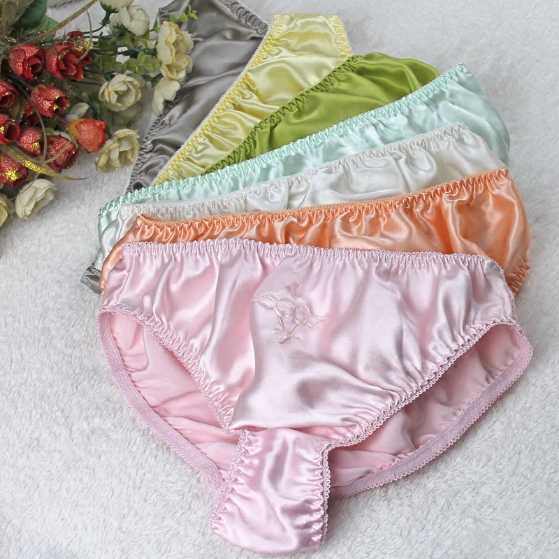 

Women's Panties Sell 2022 Color Natural Silk Female Trigonometric Brief Low-waist Lingerie, Pink