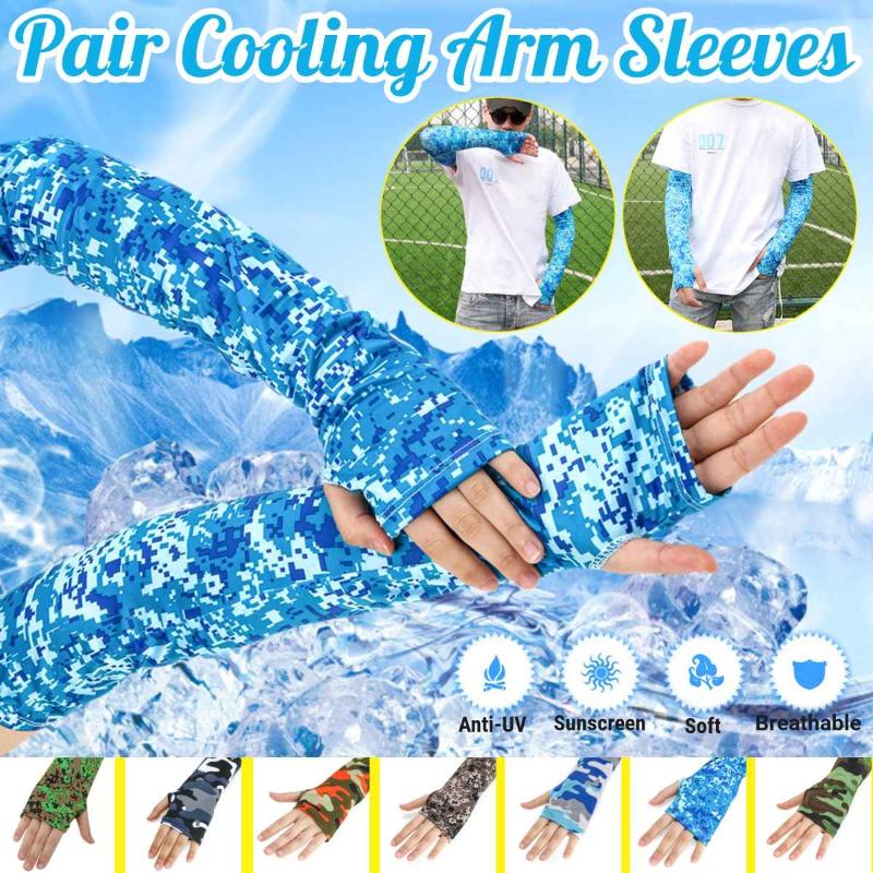 

2Pcs Arm Sleeves Sports Safety Running Warmers Sun UV Protection Hand Sleeve Cover Cooling Warmer for Golf Cycling Fishing, Type 3