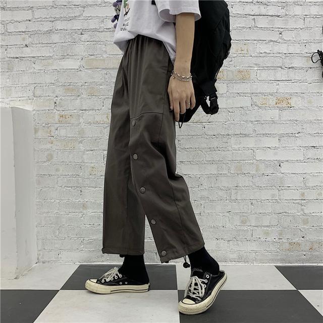 

2020 New Autumn Streetwear Women Men Loose Korean Cargo Pants Casual Ins Uzzlang Sweatpants High Waist Straight Trousers Z93, Black