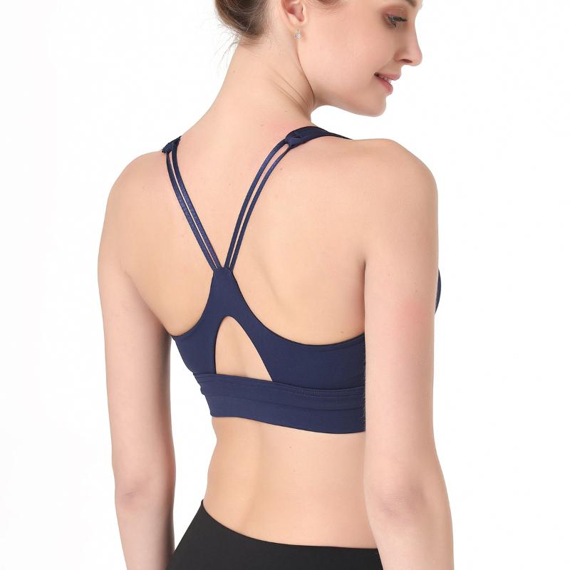 

Sports Bras Gym Crop Top Women Yoga Bra Push Up Padded High Impact Sling Fitness Tops Breathable Running Sport Wear Spring, 019 bra-sky blue