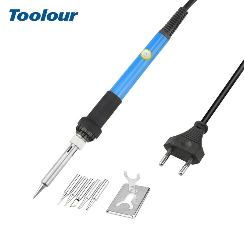 

Toolour US/EU 110V/220V 60W Electric Soldering Iron Kit Adjustable Temperature Welding Tool Set with 5 Iron Tips Soldering Stand