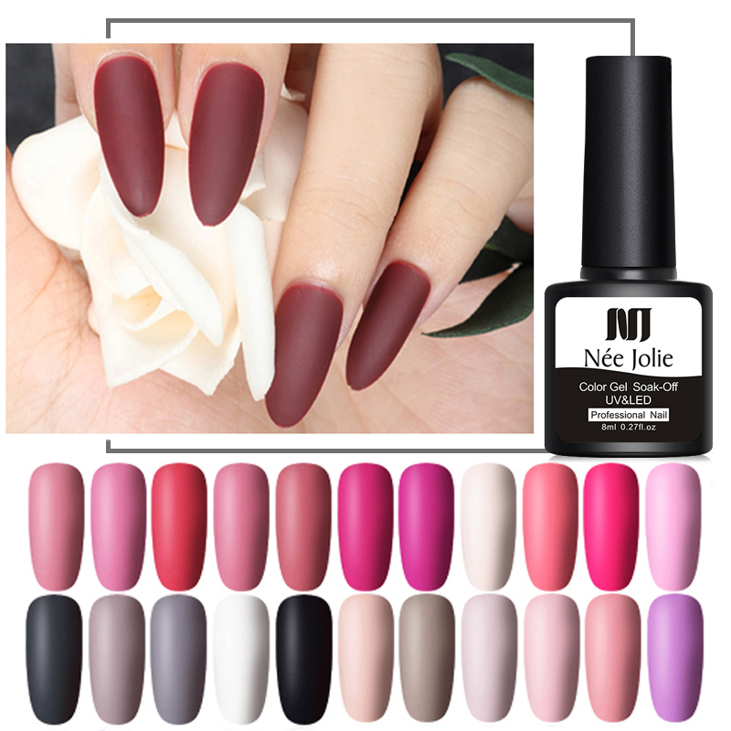 

NEE JOLIE 8ml UV Gel Nail Polish Solid Color Soak Off UV Gel Varnish Colorful Nail Polish DIY Art varnish, A07