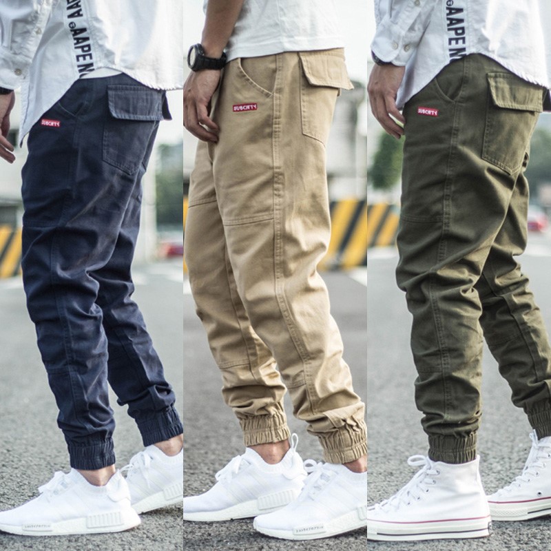

Japanese Fashion Men Jeans Multi Pockets Casual Cargo Pants Hombre Vintage Designer Harem Trousers Hip Hop Joggers Pants Men, Khaki