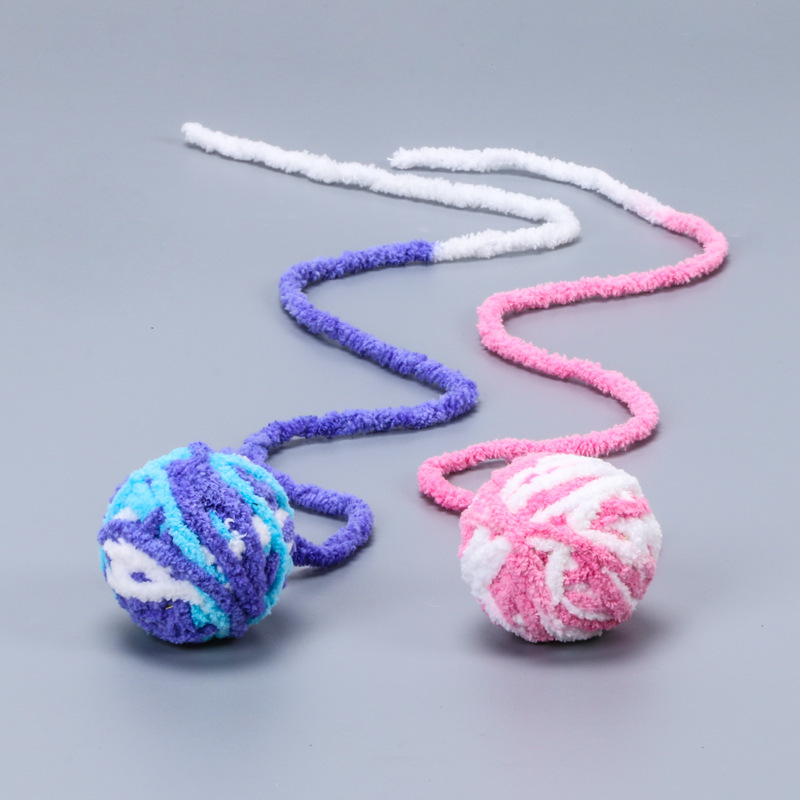 

New Funny Long Tail Fuzzy Cats Wool Ball Toy Colorful Rope Ball Pet Cat Toys Teaser