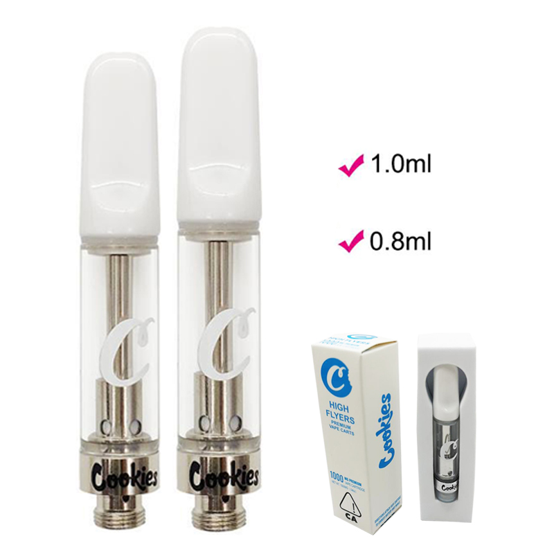 

Cookies Carts Gold 1.0ml Vape Cartridge With Packaging Box Ceramic Coil Glass Tank 510 Thread Thick Oil Atomizer For Preheat Battery DHL