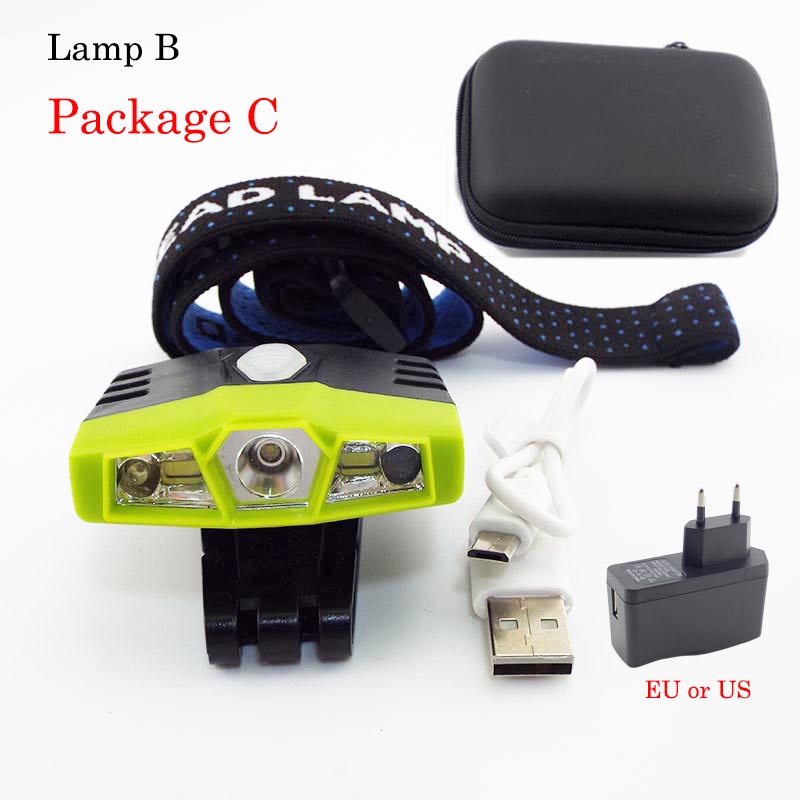 

XPE COB Headlamp with Sensor Headlight USB Charging Light Head Lamps Hiking Fishing Lighting Built-in Battery Outdoor 3 LED 3W