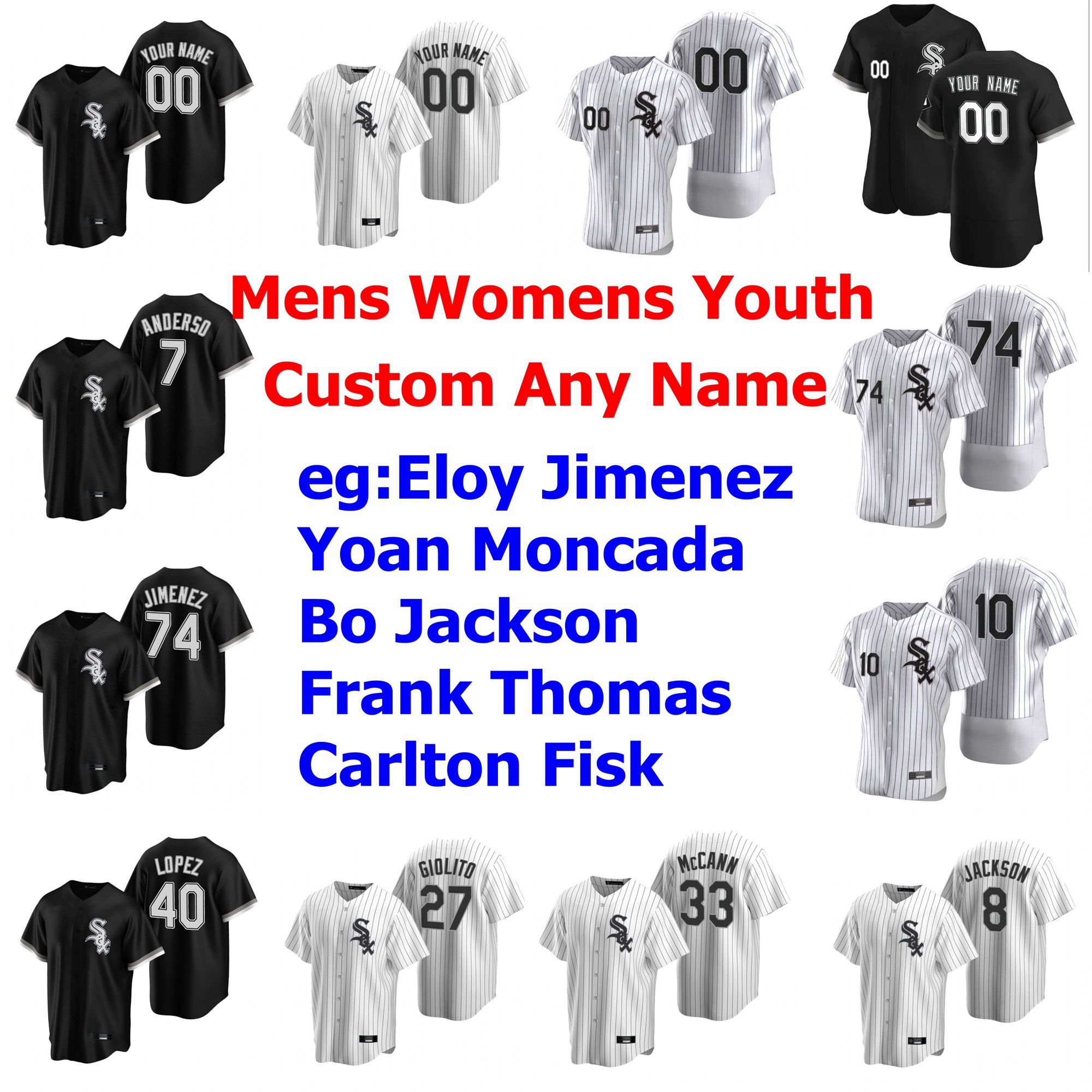 

Baseball Jerseys Womens 77 Micker Adolfo Jersey 48 Alex Colome 57 Jace Fry Eloy Jimenez Yoan Moncada Bo Jackson Custom Stitched, Blue;black