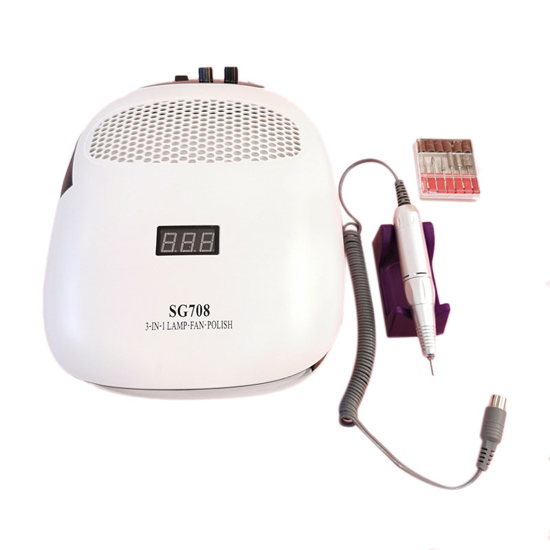 

3 in 1 Nail Drill Machine Nails Dust Vacuum LED UV Lamp 108W Manicure Machine Electric Nail File Dryer EU Plug, White
