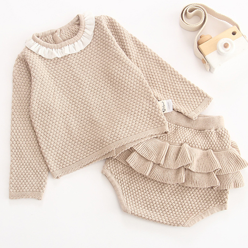 

2020 New Autumn Toddler Baby Boys Girls Clothing Suit Spring Newborn Baby Boys Girls Long Sleeves Knitted Sweater +Shorts Sets, 86015 pink