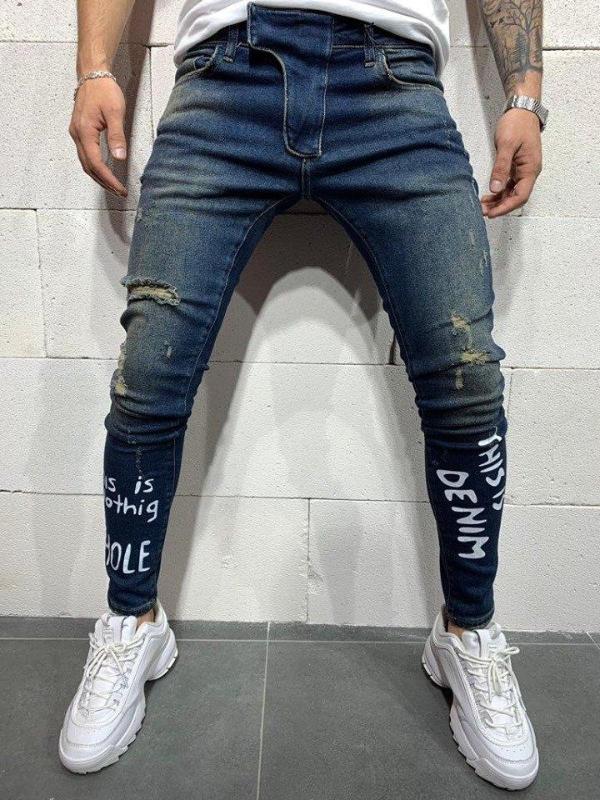 

Skinny Fit Men's Denim Trousers, As pic