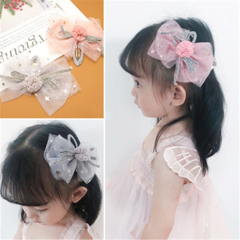 

Kids Children Girls BB Hair clips Hairpins Lace Yarn Bow knot Korean Cute Summer Head wear Accessories Wholesale Gift