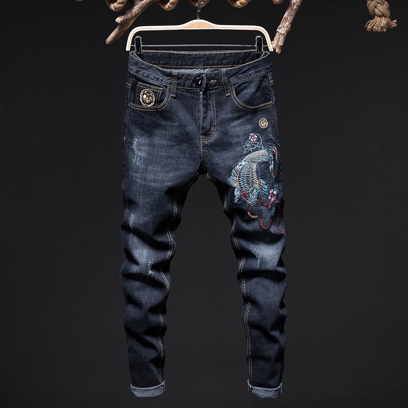 

Men's Classic Cross Pants Straight Leg Regular Fit Stylish Denim Jeans, As pic