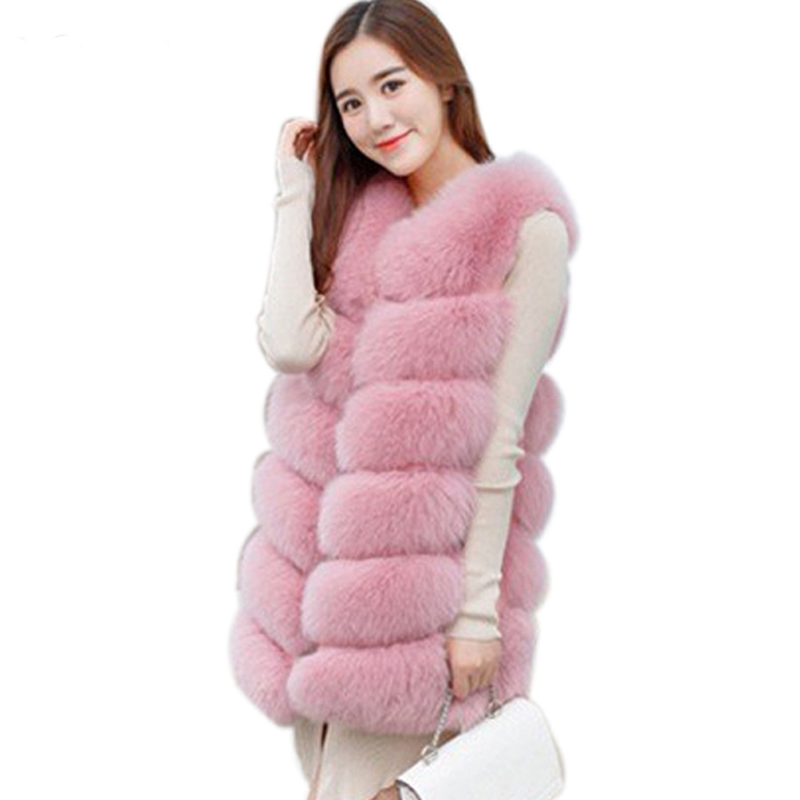 

Savabien Luxury Plus Size Faux Fur Vest Women Sleeveless Long Furry Fur Gilet Winter Faux Jacket veste femme pink vests