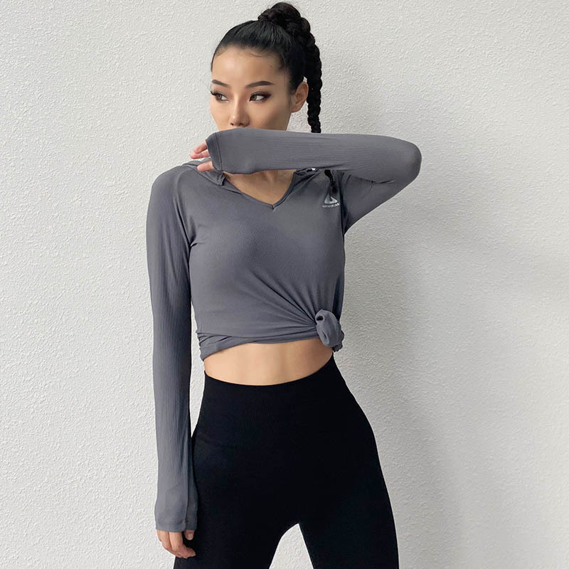 

Yoga Hoodie Top Long Sleeve Sports Running Women Exercise Fitness Equipment Shirts Black Full Polyamide / Nylon Moisture