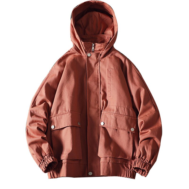 

Men's Bomber Jacket Men Autumn Streetwear Multi-pocket Clothing Cargo Jackets Mens Fashion Cotton High Quality Hooded Coats 5XL, Black