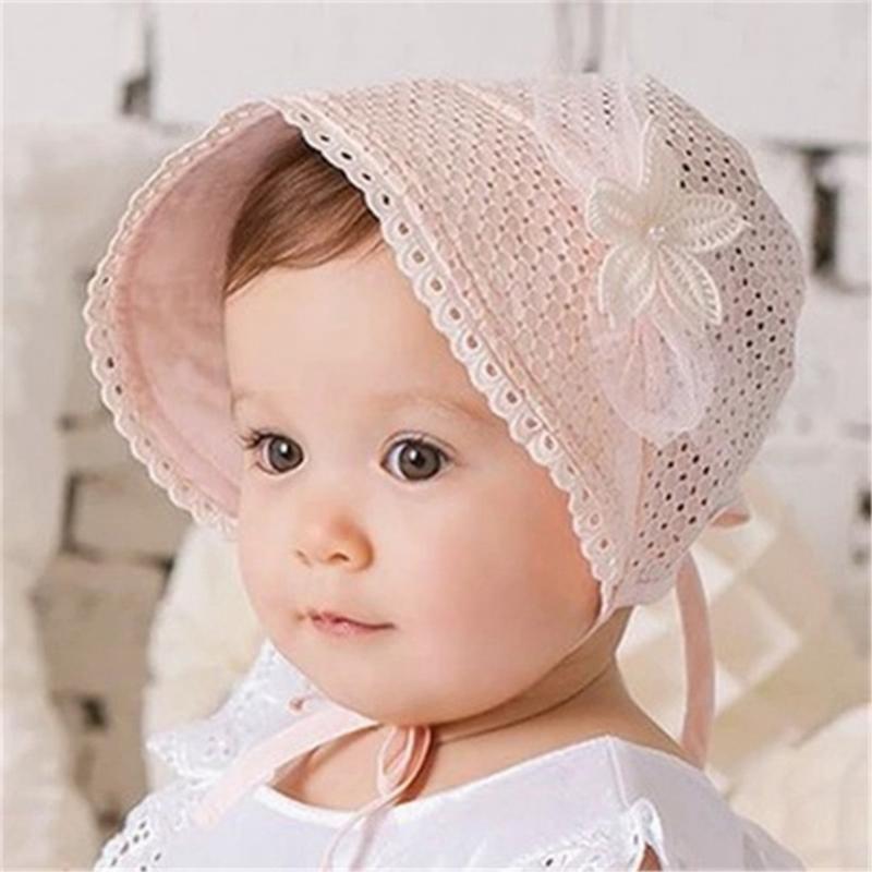 

2020 Children Cap Summer Breathable Lace Pompom Baby Hat Crochet Pattern Visors Cap for Newborn Girls Toddler Cute Baby Hat, White