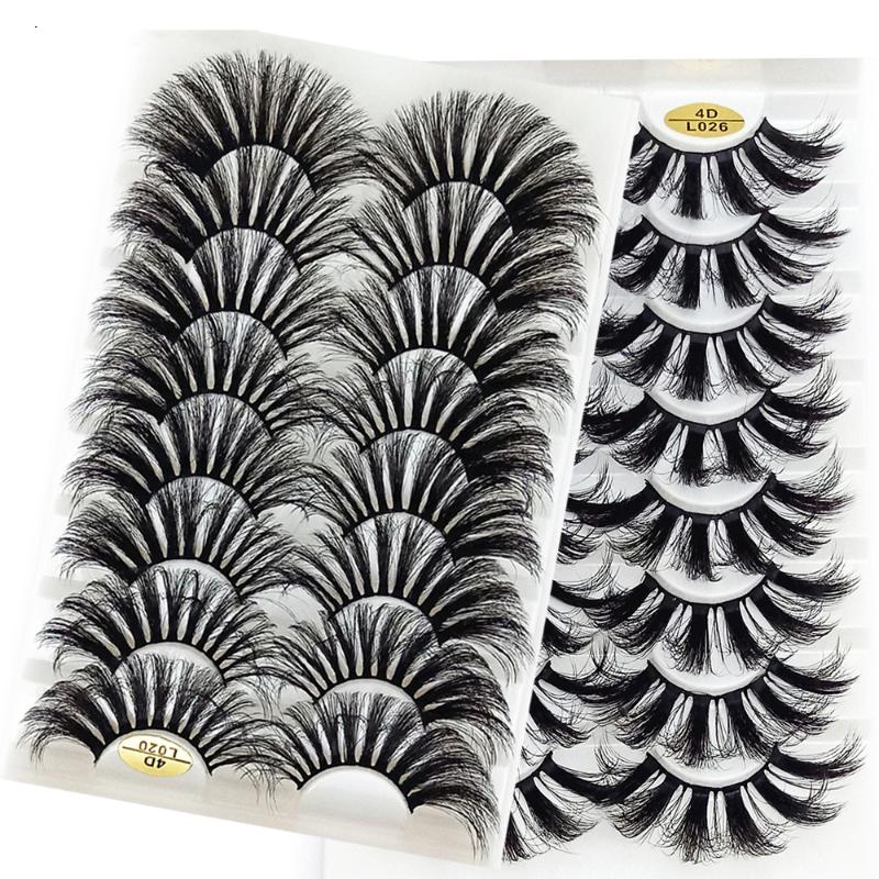 

8Pairs 25mm Long Dramatic False Eyelashes 4D Soft Faux Mink Lashes Fluffy Full Volume Handmade Eyelash Extension Tools