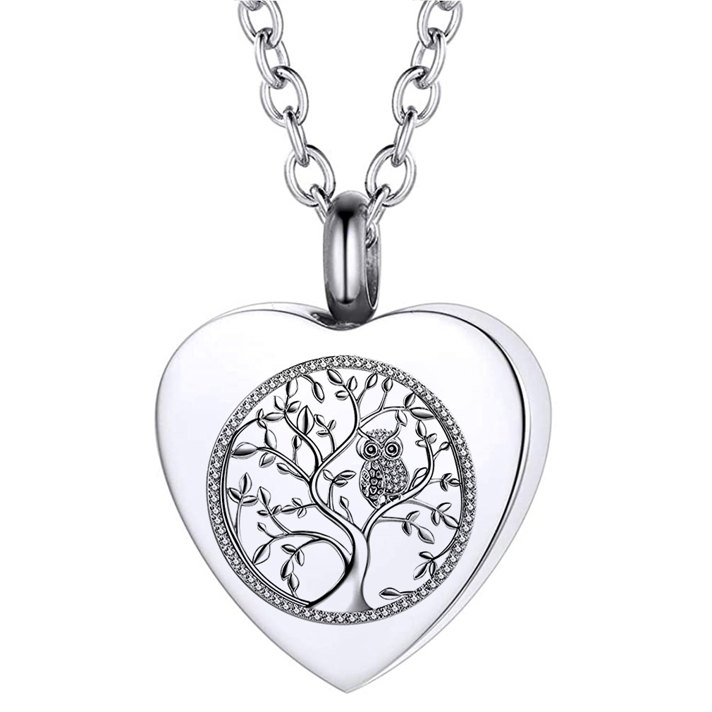 

Ashes Necklace Owl Tree of Life Urn Pendant Keepsake Memorial Cremation Jewelry for Ashes for Women