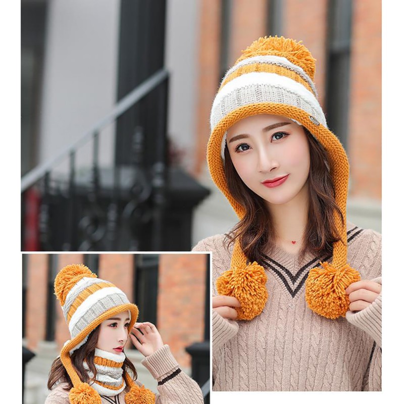 

Bib Siamese hat female winter warm plus velvet wool hat tide rider windproof ear protector cold knit cap Outdoor, Zy1232b