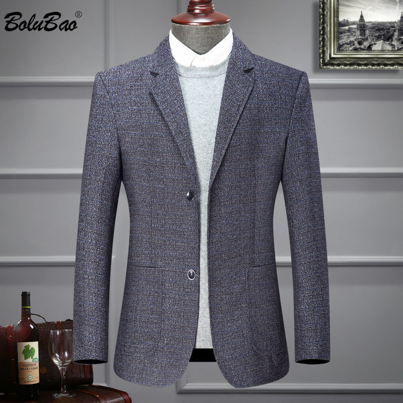 

BOLUBAO Brand Men Blazer Retro Men's Suit Jacket High Quality Fashion British Style Slim Fit Classic Street Casual Blazer Male, Blue