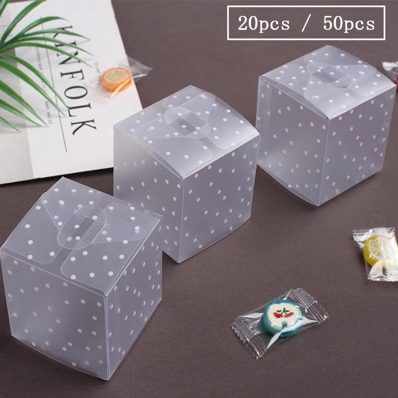 

20/50pcs 4cm 6cm DIY Clear Candy Box Square Gift Box Packaging Jewelry Plastic Polka Dot Sweet Packing Case Wedding Birthday