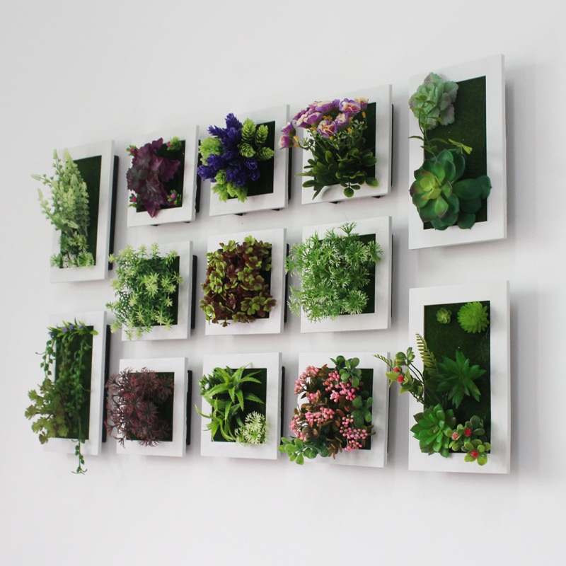 

2020 New Style 3D Creative Plastic Succulents Plant Home Decoration Wall Hanger Artificial Flower Frame Wall Sticker Store Decor, 7c