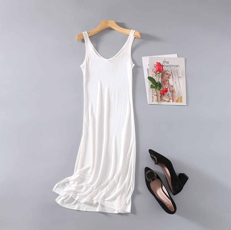 

50% Silk 50% Viscose Knit Stretchy Full Slip Sleepwear Nightdress Chemise Nightgown SG322-2, Beige