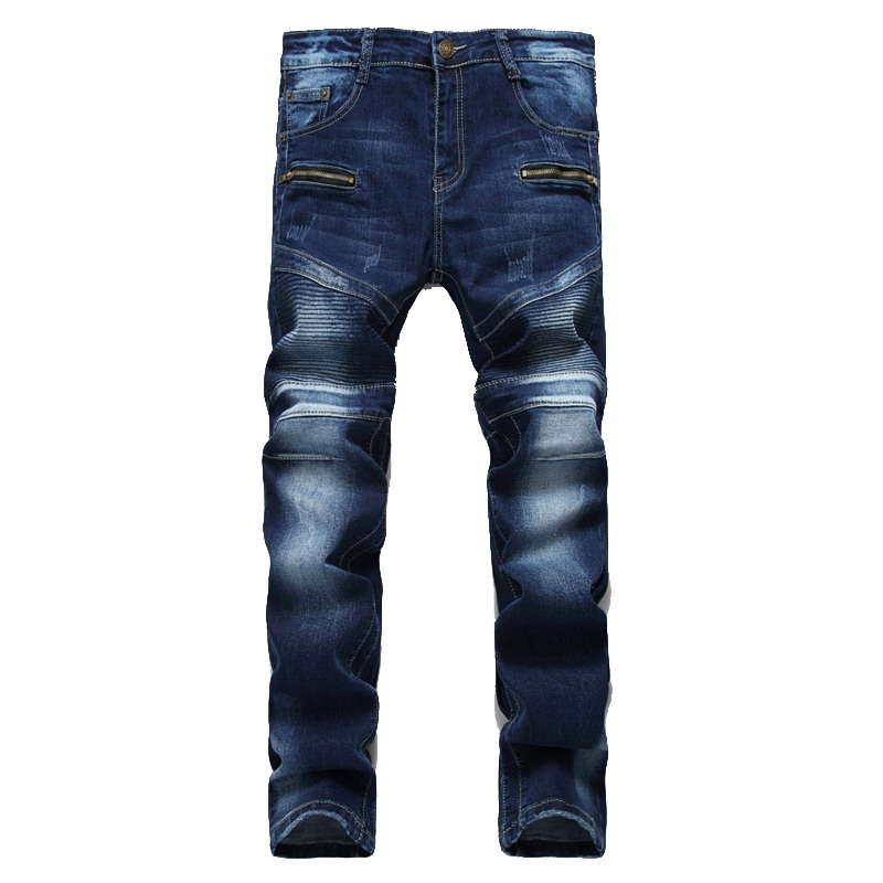 

Jeans men's autumn and winter new men's jeans washed mid waist Slim small straight tube pants 760, Blue