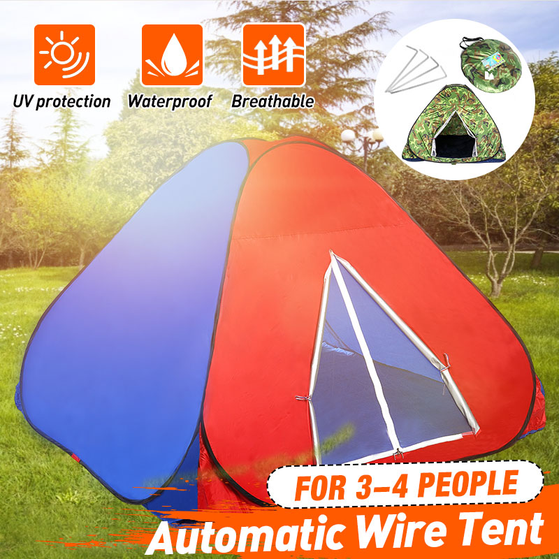 

1-4 Person Portable Automatic Steel Wire Tent Sunshade Waterproof Shelter Beach Awning Outdoor Camping Supplies