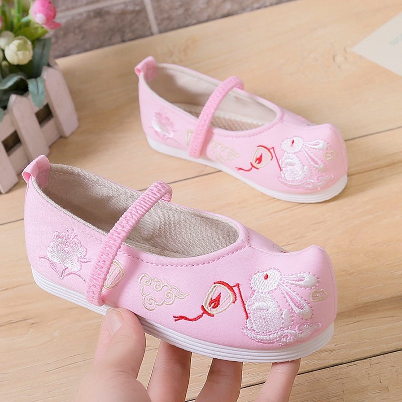 

Girls Costume Shoes Princess Embroidered Shoes Baby Chinese Style Children's Ethnic Children's Hanfu, Pink